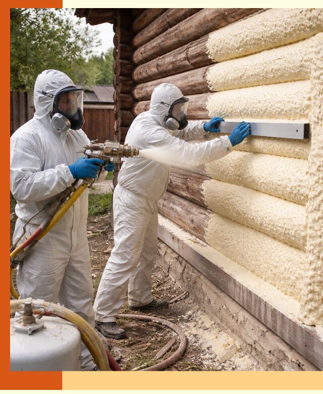 Утепление бревенчатого дома ППУ в Волхове эффективной изоляцией